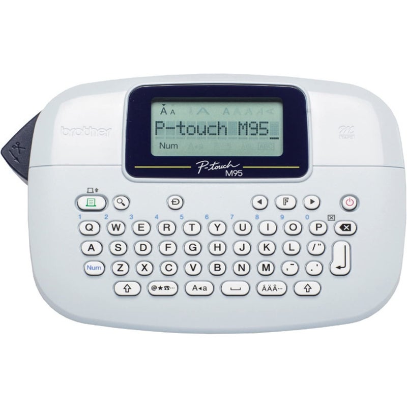 Brother P-Touch, PTM95, Monochrome, Handy Label Maker, 9 Type Styles, 8 Deco Mode Patterns, Navy Blue, Blue Gray - Image 1