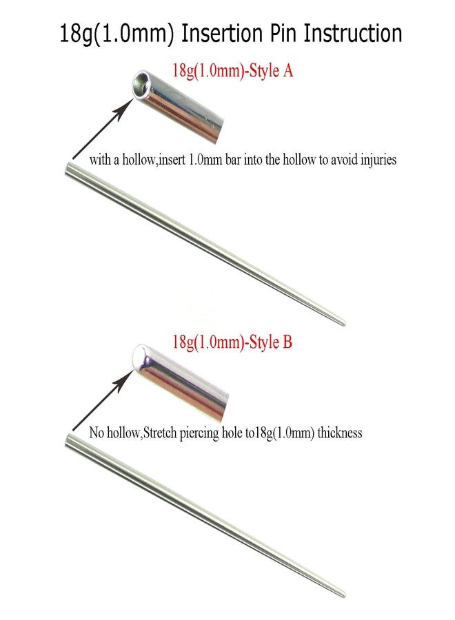 NewkeepsR 2PCS-18G(1.0mm) 316L Steel Calor Style Taper Insertion Pin for Ear/Nose/Navel/Nipple/Lip/Eyebrow Stretcher, Body Piercing Stretching Kit Assistant Tool - Image 2
