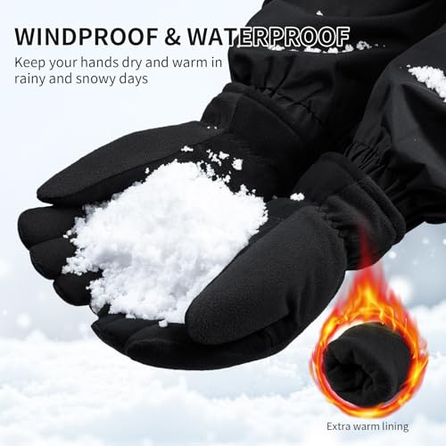 OZERO Winter Gloves for Men Women: -20F Deerskin Waterproof Windproof Leather Polar Fleece Cotton Warm Thermal Insulated Womens Mens Gloves Winter Work Running in Cold Weather-L Denim Black - Image 5