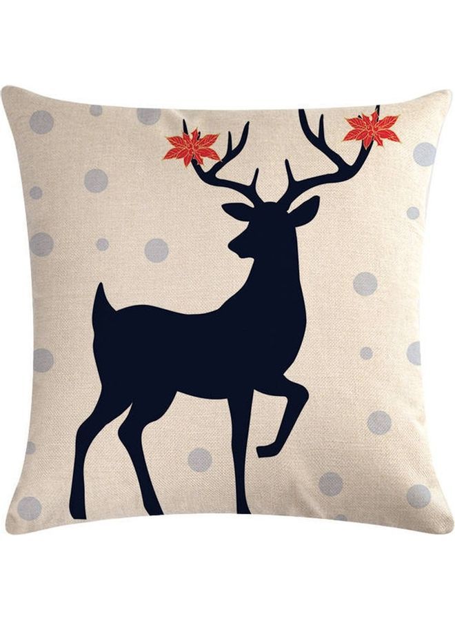 NIBEMINENT Deer Printed Cotton Cushion Cover Multicolour