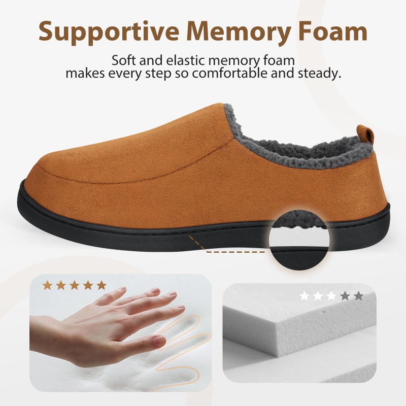 Anmerl Slippers for Men and Women Indoor Outdoor Memory Foam Winter Warm Moccasin House Shoes with Plush Lining & Non-Slip Rubber Sole, Easy Slip-On for Home, Office, Walking - Image 4