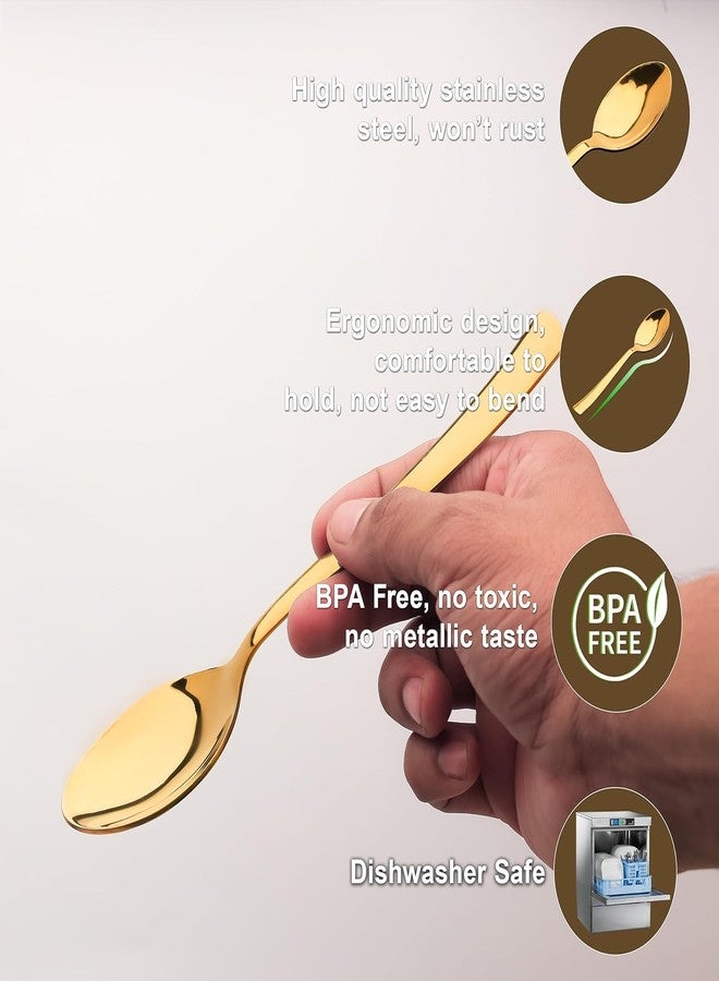 Kriva Export Golden Coffee Spoon (Pack of 6) 15 cm Long Premium Golden Finish Stainless Steel Luxury Tea & Coffee Spoons Dessert, Soup, Daily Use Elegant Gold Tableware with Modern - Image 4
