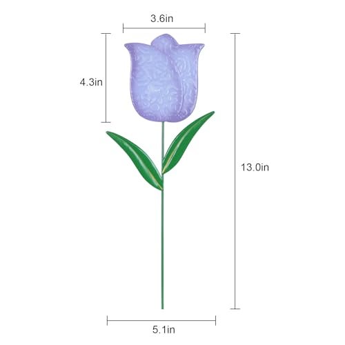 hogardeck Garden Decor for Outside Set of 6 Metal Tulip Flowers Decorative Garden Stakes for Yard Decor Outdoor Decorations Yard Art for Lawn Front Porch Pathway Patio MultiColor - Image 3