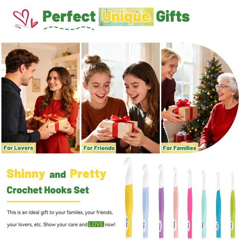 Aeelike Large Crochet Hooks Set, 8 PCS Colorful Crochet Hooks Size 6.0mm 7mm 8mm 9mm 10mm 12mm 15mm 20mm for Thick Bulky Yarn Blankets DIY Crafts, Ideal Gift - Image 5