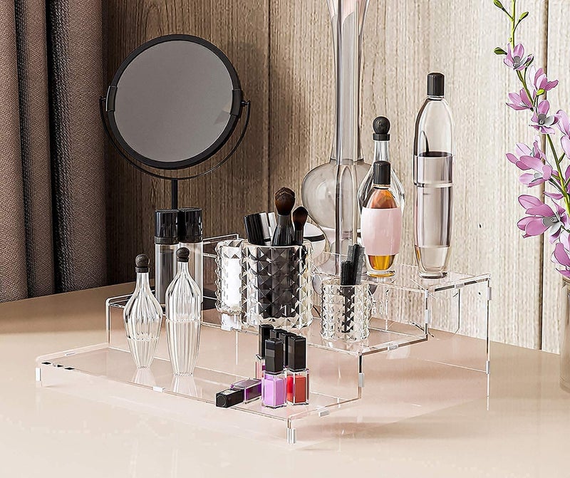 Evron Pantry Organization & Storage Clear Acrylic Spice Rack Organizer for Cabinet & Countertop (ASSEMBLY REQUIRED) 3 Tier Organizer 10.5 in - Image 4