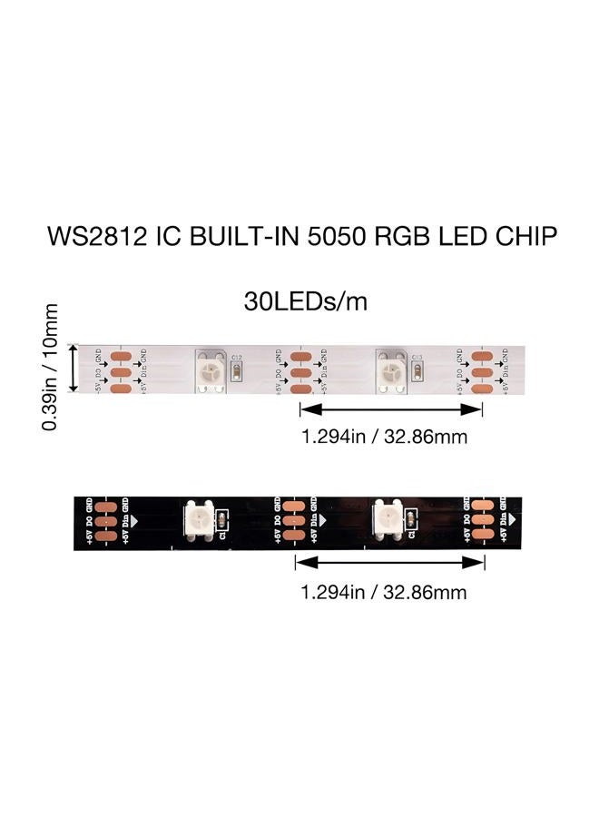 SVFISHKK WS2812B LED Strip Individual Addressable Light Full Color SMD 5050 RGB Pixel Strip DC5V (30Pixels/m 150Pixels 16.4FT 150LEDS Non-Waterproof, White PCB) - Image 2