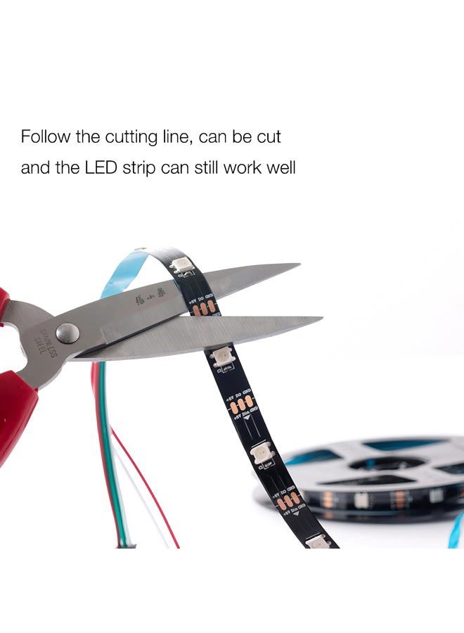 SVFISHKK WS2812B LED Strip Individual Addressable Light Full Color SMD 5050 RGB Pixel Strip DC5V (30Pixels/m 150Pixels 16.4FT 150LEDS Non-Waterproof, White PCB) - Image 4