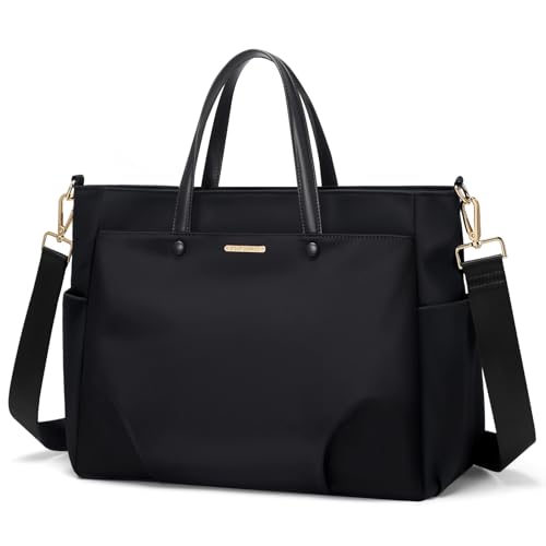 GOLF SUPAGS Laptop Tote Bag 15.6 Inch, Computer Shoulder Bag Large Work Tote Bag for Women, Laptop Carrying Case Stylish Handbag for Business Travel (Black) - Image 1