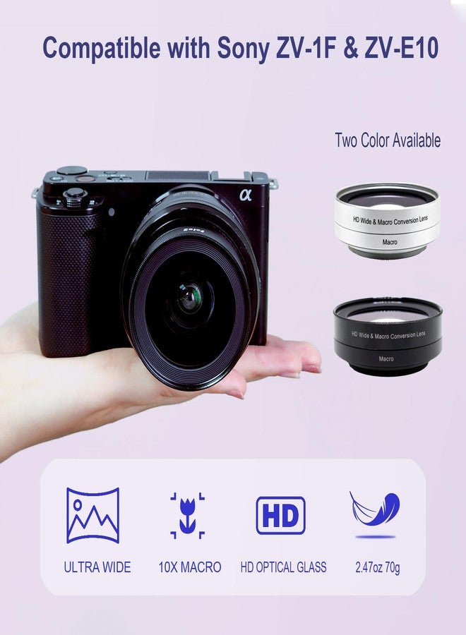 عدسة تحويل زاوية واسعة FotoZ 40.5 مم 0.75x (مع عدسة ماكرو)، عدسة صغيرة عالية الدقة واسعة وماكرو، ملحقات كاميرات سوني ZV-1F ZV-E10 A6100 A6400 A6600 A6700، متوافقة مع عدسة الكاميرا الأساسية 16-50 مم (SELP1650) (أسود) - Image 2