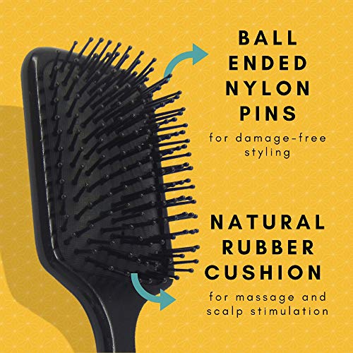 Scarlet Line Professional Large Paddle Hair Brush with Heat Resistant Bristles with Anti Static Wooden Handle for Men and Women, Black, Full Size - Image 2