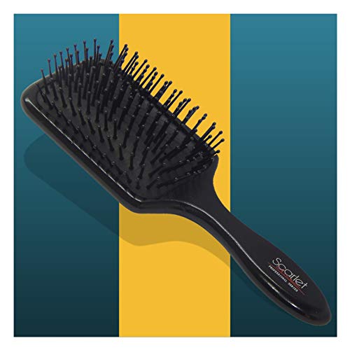 Scarlet Line Professional Large Paddle Hair Brush with Heat Resistant Bristles with Anti Static Wooden Handle for Men and Women, Black, Full Size - Image 1