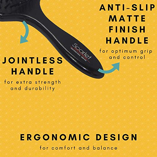 Scarlet Line Professional Large Paddle Hair Brush with Heat Resistant Bristles with Anti Static Wooden Handle for Men and Women, Black, Full Size - Image 4