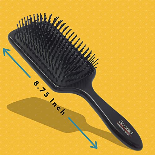 Scarlet Line Professional Large Paddle Hair Brush with Heat Resistant Bristles with Anti Static Wooden Handle for Men and Women, Black, Full Size - Image 5