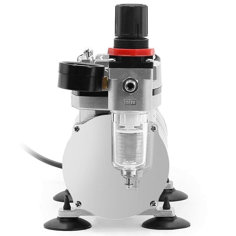 PointZero 1/5 HP Airbrush Compressor with Regulator, Gauge and Water Trap - Quiet Portable Air Pump - Image 3