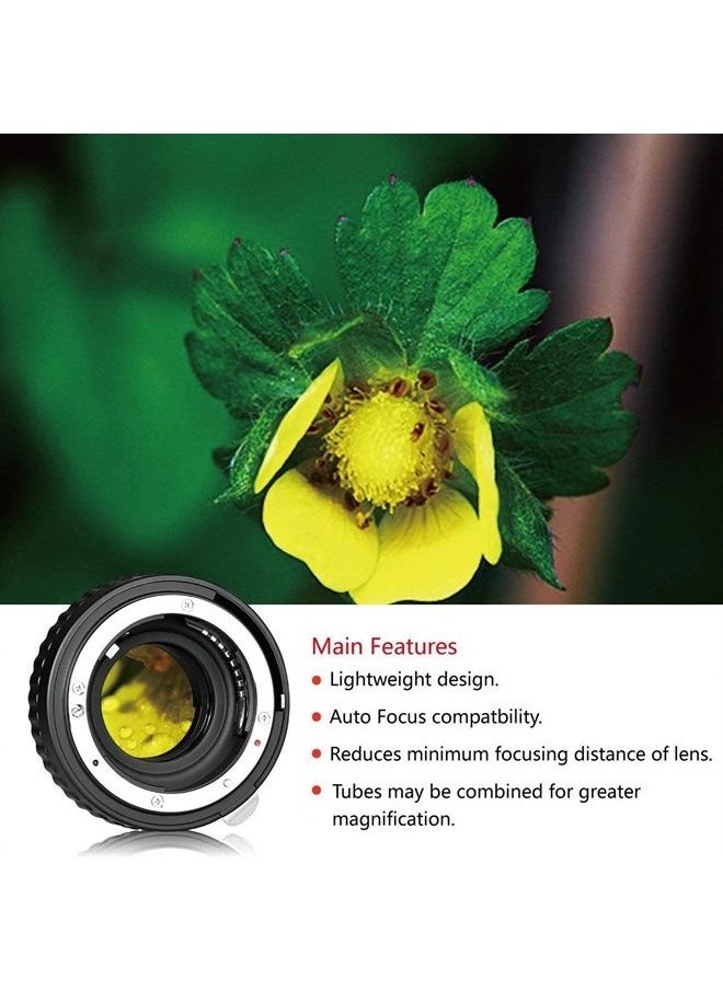 Meike - MEIKE MK-N-AF1-A Macro Electronic Mount Auto Foucs Macro Metal Extension Tube Adapter for Nikon DSLR Camera for D80 D90 D300 D300S D800 D3100 D3200 D3400 D5000 D5100 D5200 D7000 D7100 (No Meike Logo) - Image 1