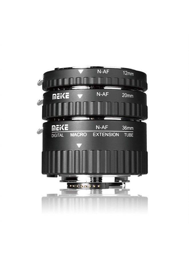 Meike - MEIKE MK-N-AF1-A Macro Electronic Mount Auto Foucs Macro Metal Extension Tube Adapter for Nikon DSLR Camera for D80 D90 D300 D300S D800 D3100 D3200 D3400 D5000 D5100 D5200 D7000 D7100 (No Meike Logo) - Image 1