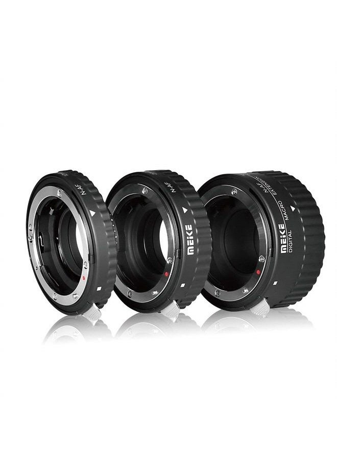 Meike - MEIKE MK-N-AF1-A Macro Electronic Mount Auto Foucs Macro Metal Extension Tube Adapter for Nikon DSLR Camera for D80 D90 D300 D300S D800 D3100 D3200 D3400 D5000 D5100 D5200 D7000 D7100 (No Meike Logo) - Image 1