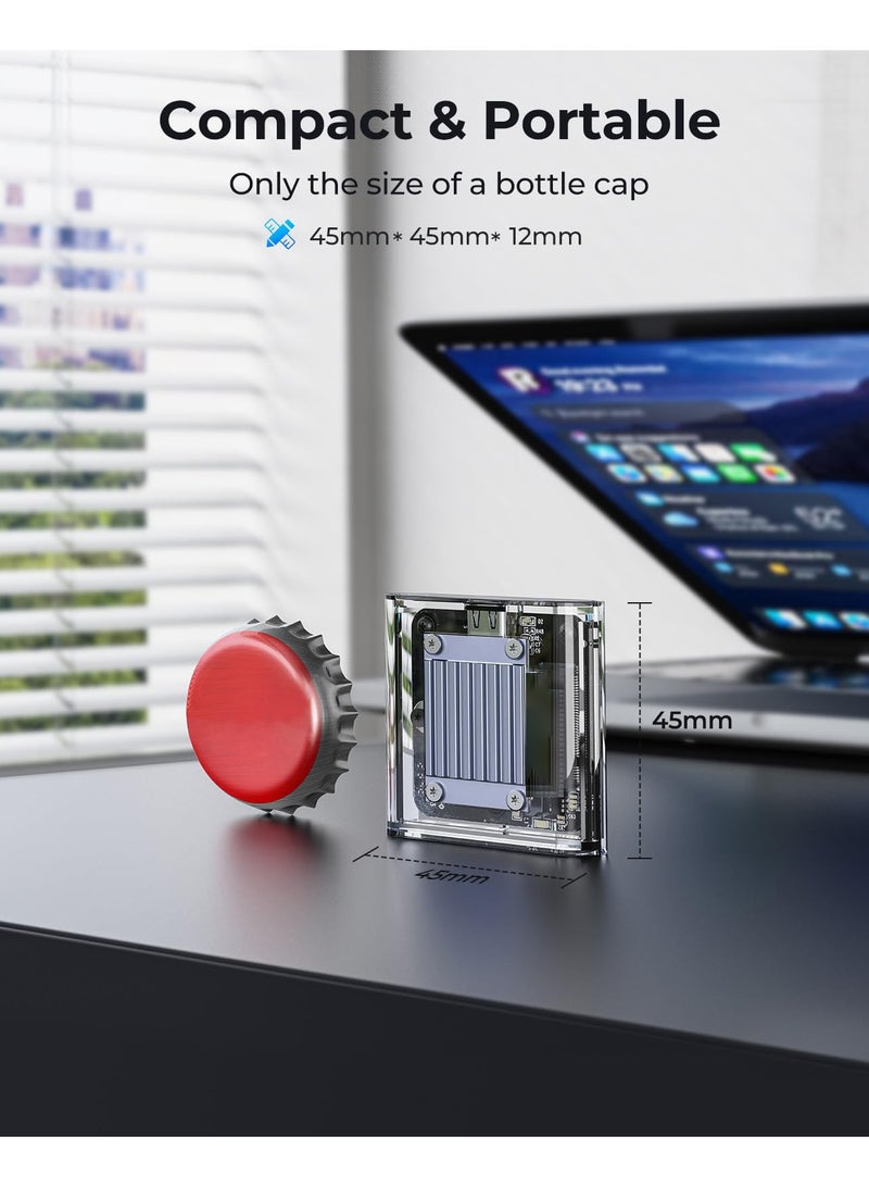 SOLARAE M.2 2230 NVMe SSD Enclosure Clear, 10Gbps USB C 3.2 Gen2 to NVMe Adapter for iPhone 15 Pro Max ProRes, Prevents Write Data Loss, M.2 Reader Supports UASP, Trim, Support M-Key(B+M Key) - TC20 - Image 5