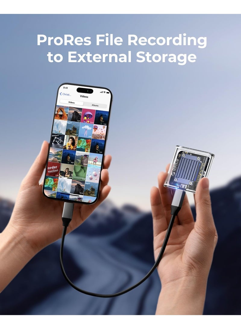 SOLARAE M.2 2230 NVMe SSD Enclosure Clear, 10Gbps USB C 3.2 Gen2 to NVMe Adapter for iPhone 15 Pro Max ProRes, Prevents Write Data Loss, M.2 Reader Supports UASP, Trim, Support M-Key(B+M Key) - TC20 - Image 4