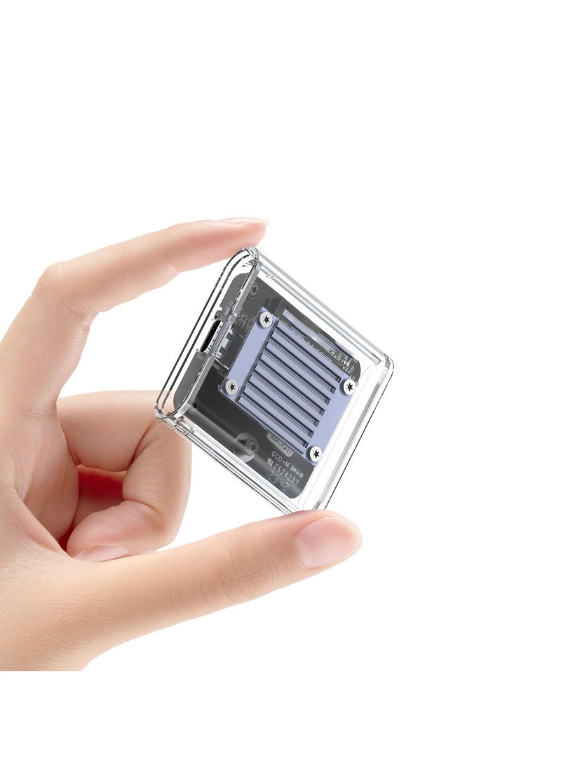 SOLARAE M.2 2230 NVMe SSD Enclosure Clear, 10Gbps USB C 3.2 Gen2 to NVMe Adapter for iPhone 15 Pro Max ProRes, Prevents Write Data Loss, M.2 Reader Supports UASP, Trim, Support M-Key(B+M Key) - TC20 - Image 1