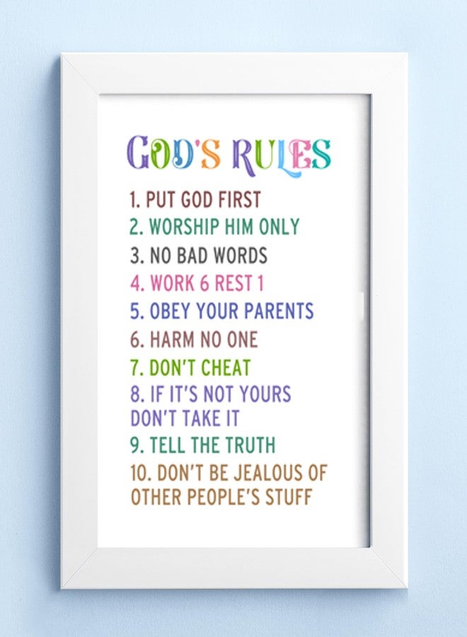 Elben Creatives - God's Rules (The Ten Commandments) Children Bible Verses Frames/Christian Gift for Children - Image 1