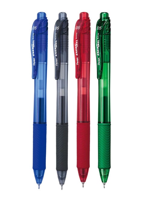 4-Piece Energel Gel Ink Pen 0.5mm Tip Multicolour