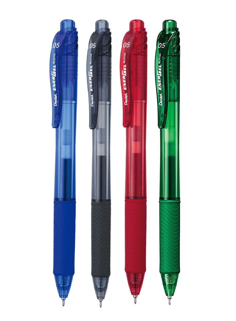 Pentel قلم حبر جل Energel مكون من 4 قطع برأس 0.5 مم متعدد الألوان - Image 1