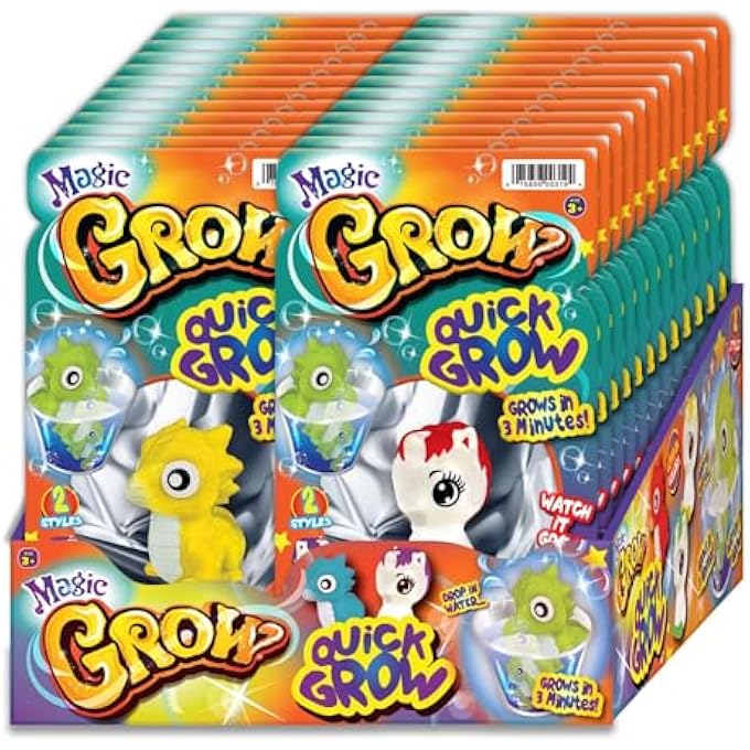 Ja-Ru Magic Grow Toy (24 Units Assorted) Place in Water & Grows Quick. Fun Baby Dragon & Unicorn Styles for Boys & Girls. Squishy Sensory Feel Party Favor for Kids. Small to Big in Minutes. 319-24 - Image 1