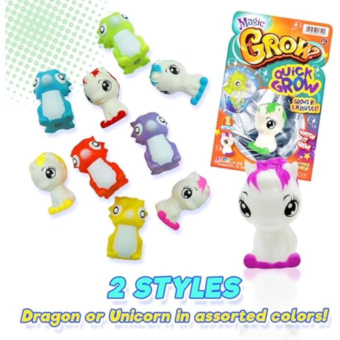 Ja-Ru Magic Grow Toy (24 Units Assorted) Place in Water & Grows Quick. Fun Baby Dragon & Unicorn Styles for Boys & Girls. Squishy Sensory Feel Party Favor for Kids. Small to Big in Minutes. 319-24 - Image 3
