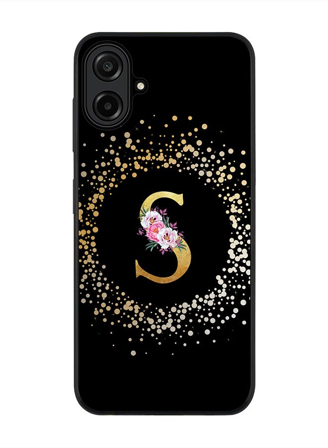 Stylizedd For Samsung Galaxy A07 4G Case,Slim fit Camera Protection, Shockproof Thin Phone cover  - Custom Monogram Floral - S ( Black )