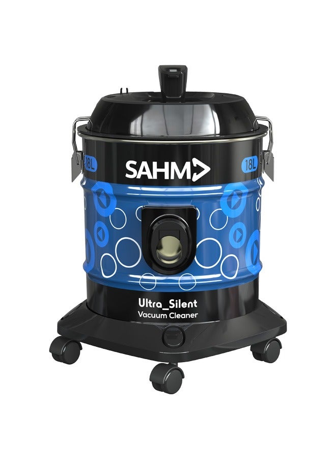 سهم مكنسة كهربائية أسطوانية - زرقاء - 18 لترًا - 2000 وات - وتقنية فائقة الصمت ووظيفة نفخ الهواء ومؤشر امتلاء الغبار وسلك طاقة بطول 4 أمتار - SHM-18VSY - Image 1