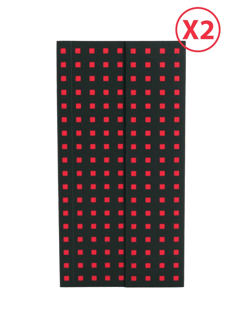 Paper-Oh Quadro Black on Red B6.5 Lined Wrap Closure 112 Pages 100gsm Notebook - Pack of 2 - Image 1