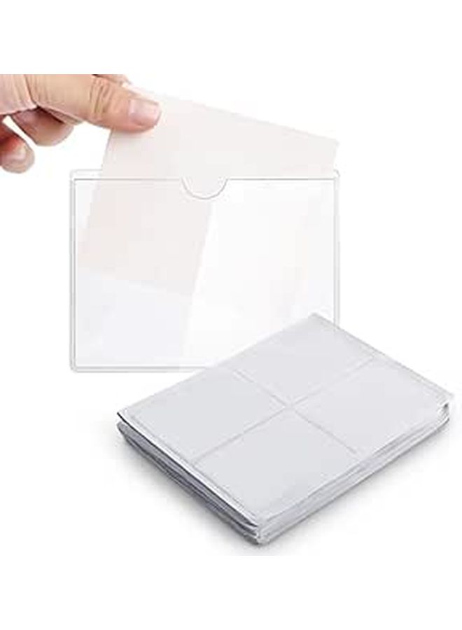 Transparent Adhesive Card Pocket Holders 200 Pcs Top Open Waterproof 3.54 X 4.72 Inch - Image 1