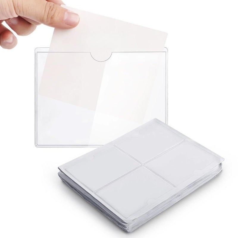 Transparent Adhesive Card Pocket Holders 200 Pcs Top Open Waterproof 3.54 X 4.72 Inch - Image 2