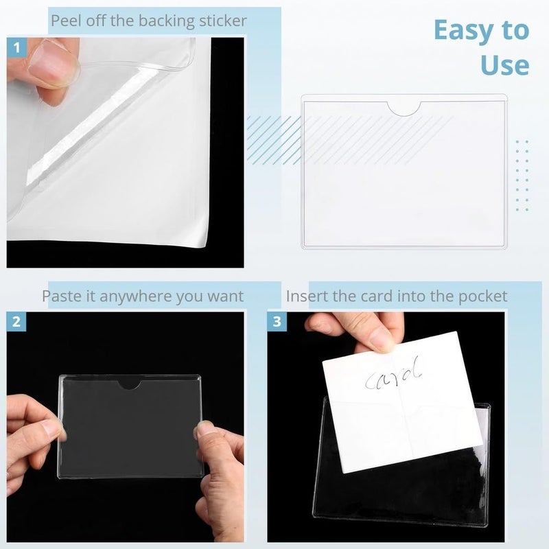 Transparent Adhesive Card Pocket Holders 200 Pcs Top Open Waterproof 3.54 X 4.72 Inch - Image 5