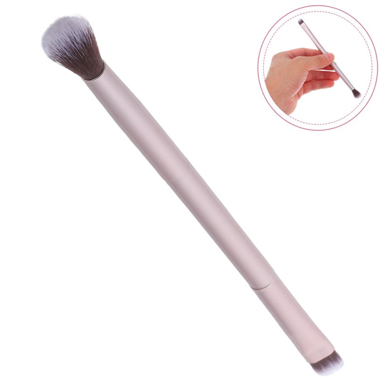 Lurrose Double Ended Eyebrow Eyeshadow Brush Foundation Makeup Cosmetic Tool (Shallow Matted Gold) - Image 5
