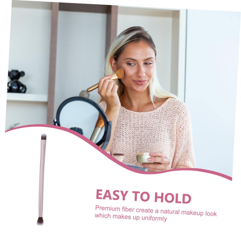 Lurrose Double Ended Eyebrow Eyeshadow Brush Foundation Makeup Cosmetic Tool (Shallow Matted Gold) - Image 3