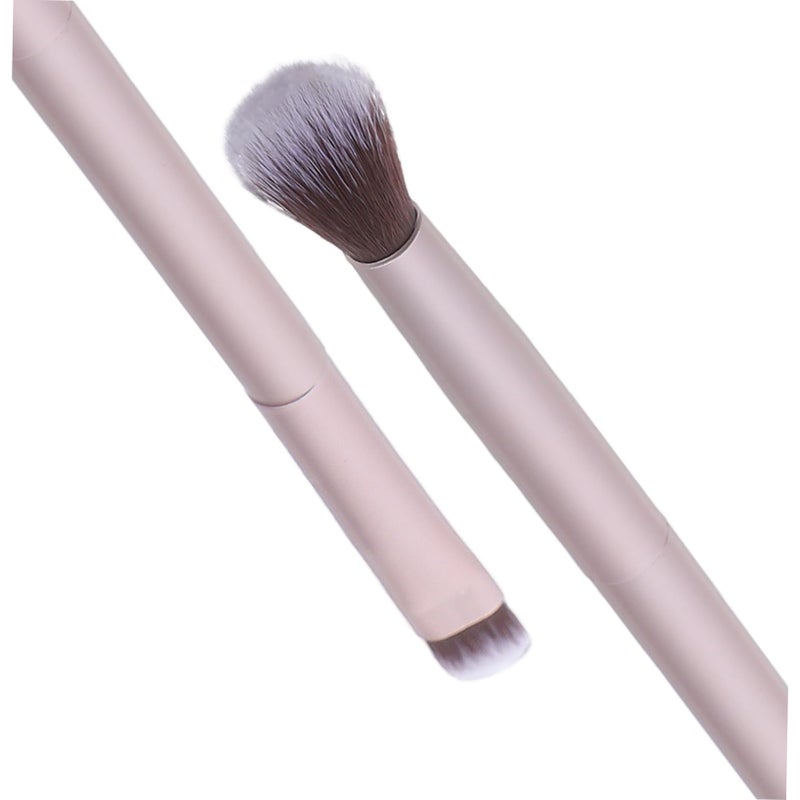 Lurrose Double Ended Eyebrow Eyeshadow Brush Foundation Makeup Cosmetic Tool (Shallow Matted Gold) - Image 4