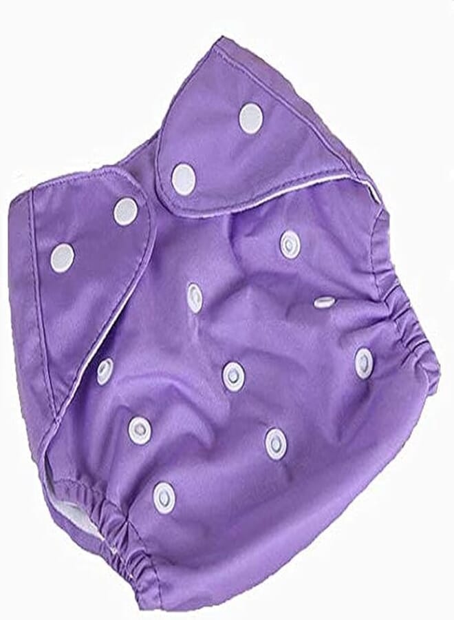 Adjustable Washable Reuseful Training Cloth Diapers Purple Fitted for Baby Girls and Baby Boys with 4 Pcs Cotton Clothes