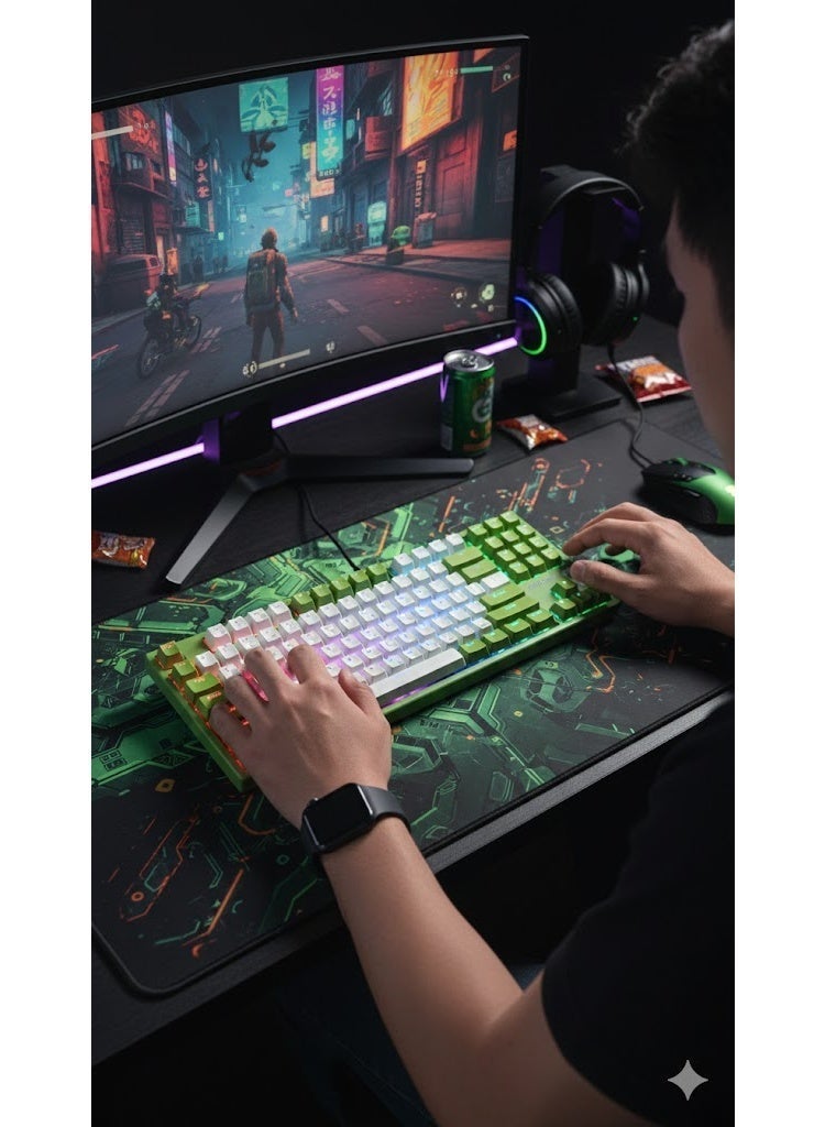 المؤسس لوحة مفاتيح ميكانيكية GK87 ثلاثية الأوضاع مع مفاتيح قابلة للتخصيص والتوصيل، وأغطية مفاتيح PBT ثنائية اللون، وإضاءة خلفية RGB ديناميكية، وتصميم مدمج بـ 87 مفتاحًا، وتصميم مريح، وسلكية، ولاسلكية بتردد 2.4 جيجا هرتز، وبلوتوث - Image 3