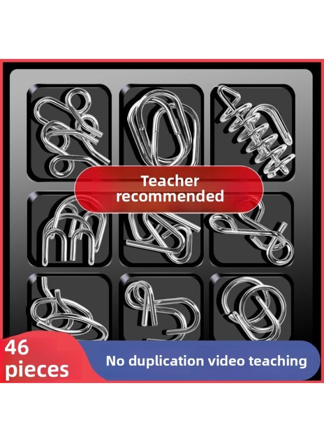 Intelligence Unlock Children's Unlock Buckle Kong Ming Lock Luban Lock Suit Toy Adult Student High IQ Cross-border-Color:【A+B】  - Image 2