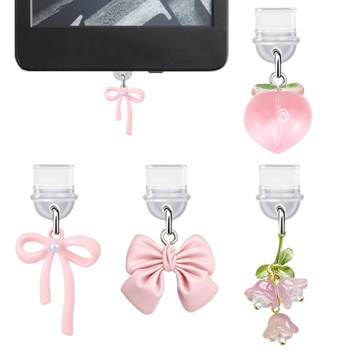 BdelrinQue 4Pcs Anti Dust Plug Type C, Type C Dust Plug, Pink Dust Cover, Dust Plug for Device Protection for Women - Image 1