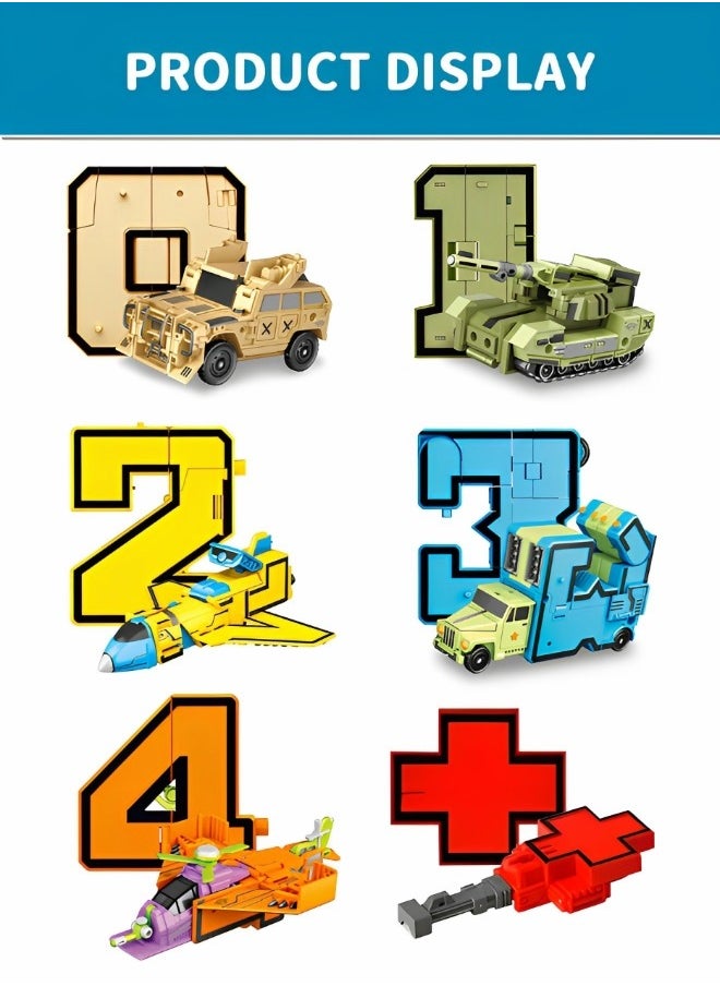 GROIC 10-In-1 Number Robots Transforming Vehicle Toys, Number Math Toys for Toddlers Education Learning Toys Transformable Robot STEM Number Montessori Teaching  - Image 3