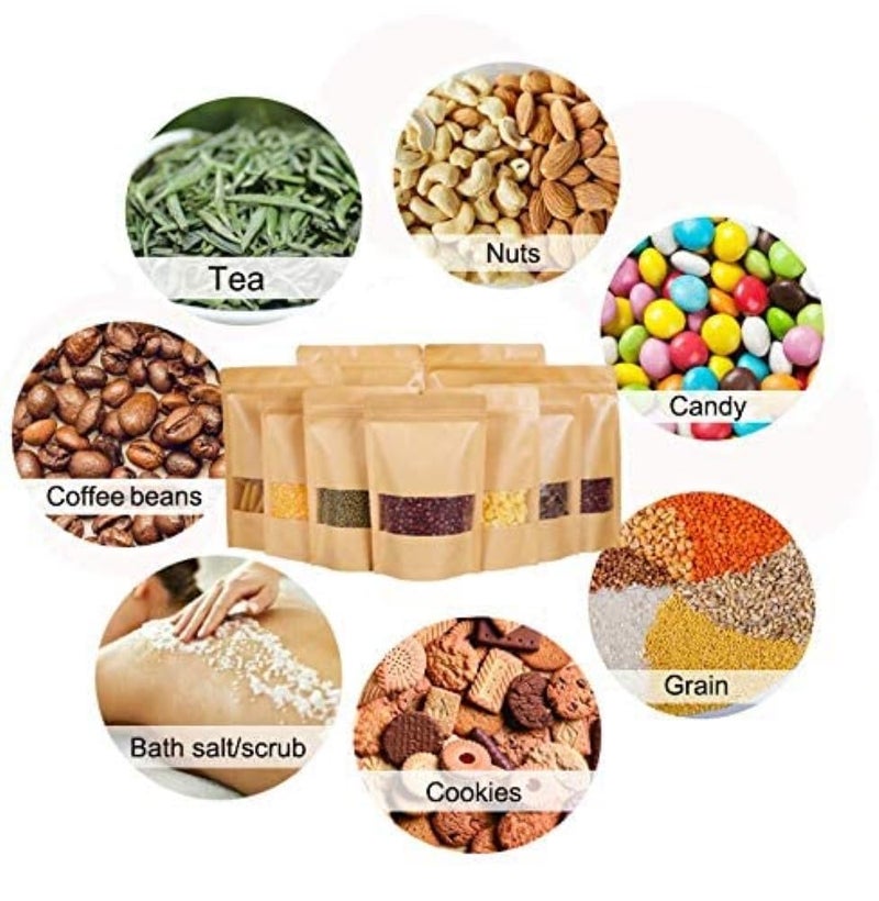 E Sko Esko Stand Up Ziplock Pouch - Reusable, Airtight Kraft Paper Storage Pouch (Brown) | 120X200 (Pack Of 100) - 12 Cm, 20 Cm - Image 4