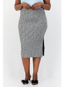 Women Space Dye Midi Skirt, Heather Grey