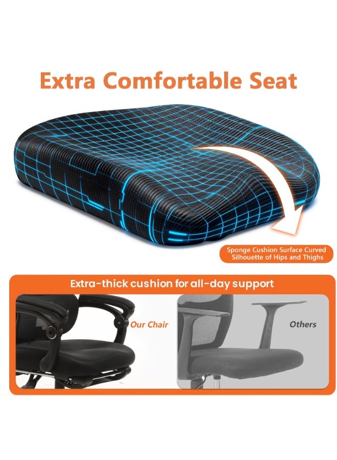 TDOO Ergonomic Office Chair,350lbs Heavy Duty Chair with Adjustable Lumbar Support & Headrest, Breathable Mesh, 90-135° Recline Lock, Footrest, Buttock-Care Cushion, Computer/Gaming Chair for Home/Office - Image 2