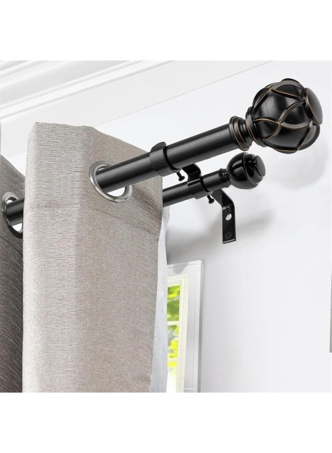 موثوقية التنبؤ حاملات قضبان ستائر مزدوجة، 2 قطعة حاملة قضبان ستائر معدنية شديدة التحمل مثبتة على الحائط مع براغي، أسود - Image 2
