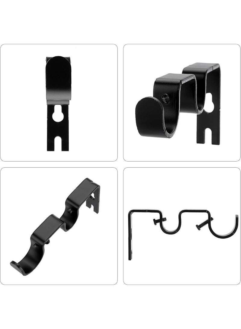 موثوقية التنبؤ حاملات قضبان ستائر مزدوجة، 2 قطعة حاملة قضبان ستائر معدنية شديدة التحمل مثبتة على الحائط مع براغي، أسود - Image 5