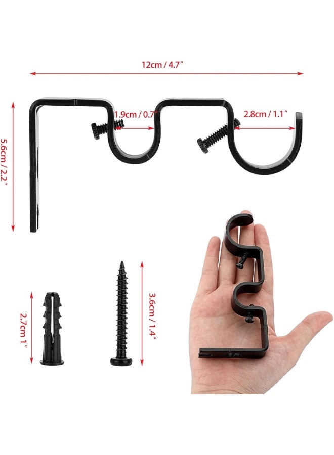 موثوقية التنبؤ حاملات قضبان ستائر مزدوجة، 2 قطعة حاملة قضبان ستائر معدنية شديدة التحمل مثبتة على الحائط مع براغي، أسود - Image 4