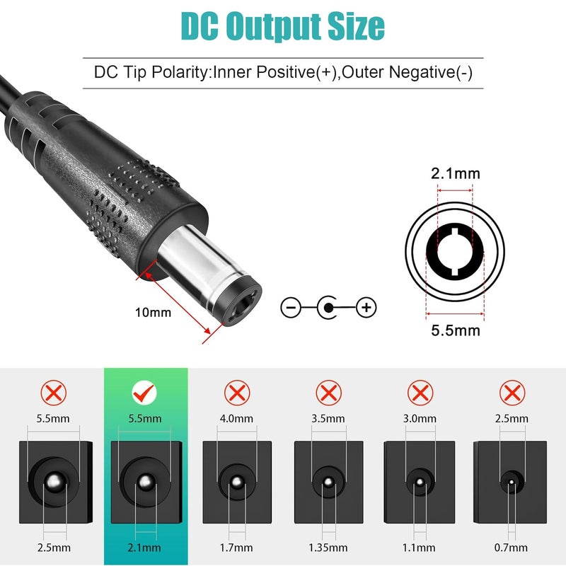 Wefomey 12V 2A Power Supply Adapter, UL-Listed, 120V AC to 12V DC Adapter Transformer, 12 Volt 2 Amp 24W Wall Charger for LED Strip Lights, Security Camera, 5.5x2.1mm US Plug (5 Pack) - Image 3